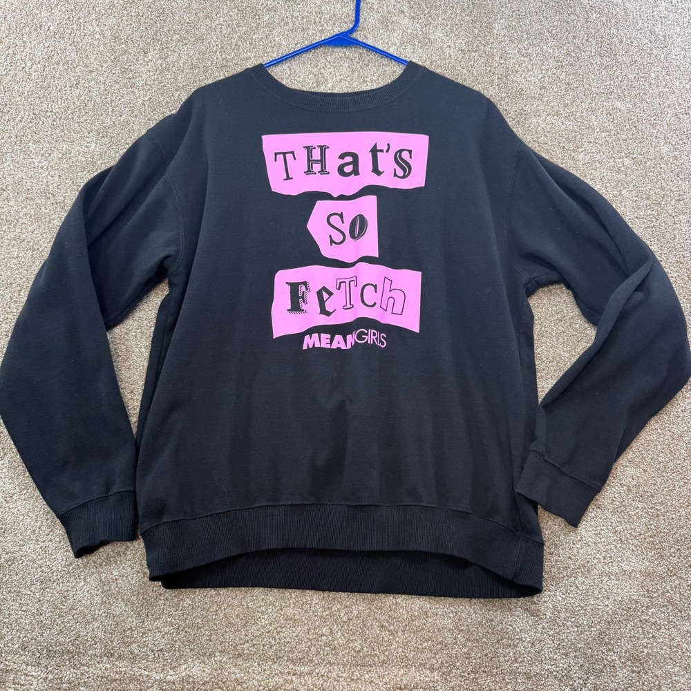 Mean Girls Thats So Fetch Graphic Sweatshirt Black Pink Medium Y2K Movie Merch